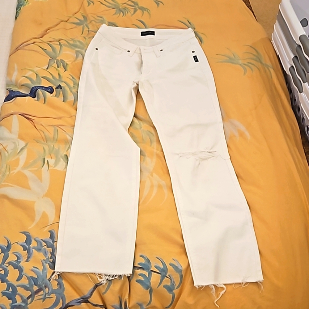 Silver jeans most wanted straight crop white jeans